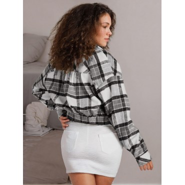 Tooluck Women's Plus Size Fashion Short Jacket Buttoned Corduroy Jacket Casual Plaid Long Sleeve Jacket Top Tooluck Women's Plus Size Fashion Short Jacket Buttoned Corduroy Jacket Casual Plaid Long Sleeve Jacket Top